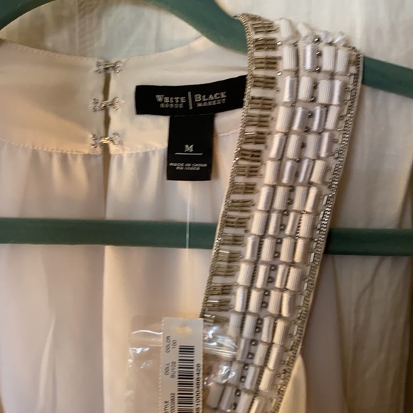 WH/BM Cream Silk top with embellishments - Picture 8 of 11